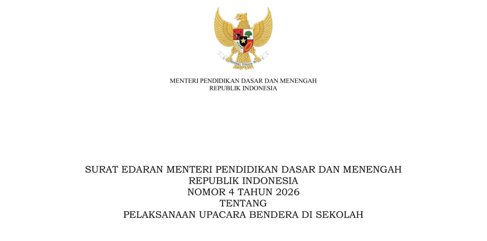 Mendikdasmen Terbitkan Aturan Baru Pelaksanaan Upacara Bendera dan Ikrar Pelajar