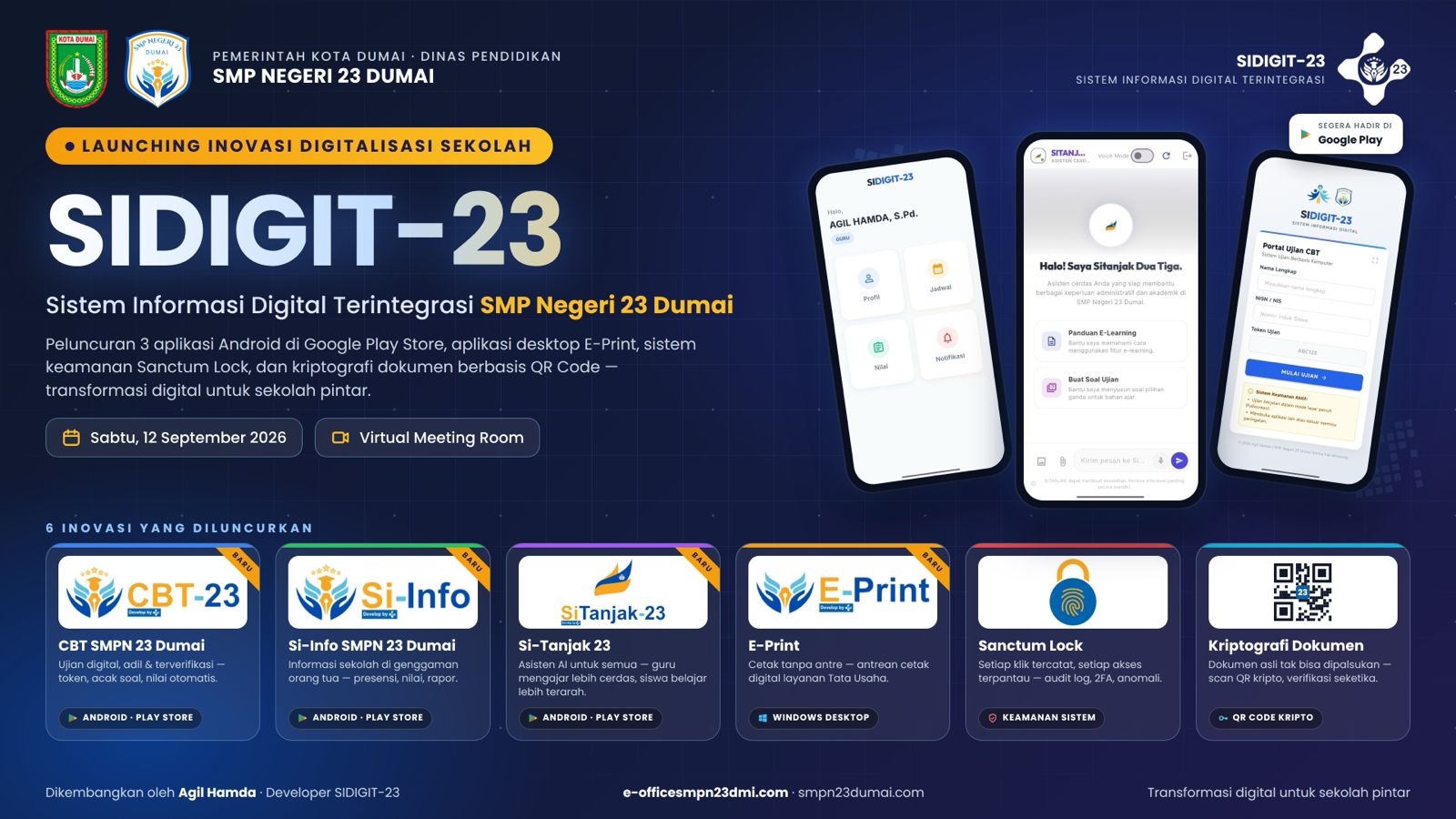 SMP Negeri 23 Dumai Luncurkan SIDIGIT-23, Sistem Informasi Digital Terintegrasi untuk Transformasi Pendidikan