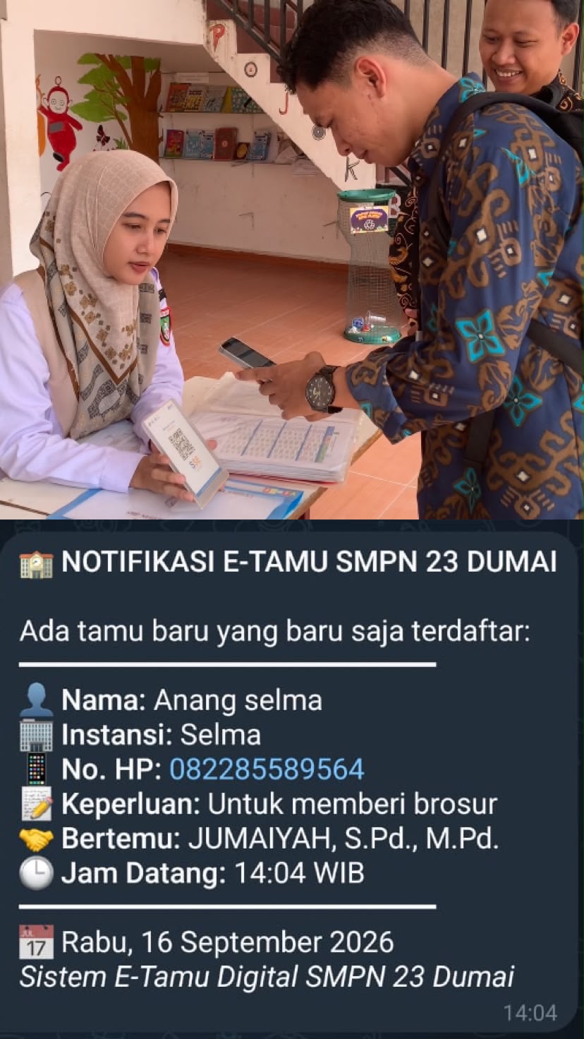 Gerbang Sekolah Digital Tanpa Celah: Aplikasi E-Tamu dan E-Izin Terkoneksi Langsung ke Bot Telegram Kepala SMP Negeri 23 Dumai